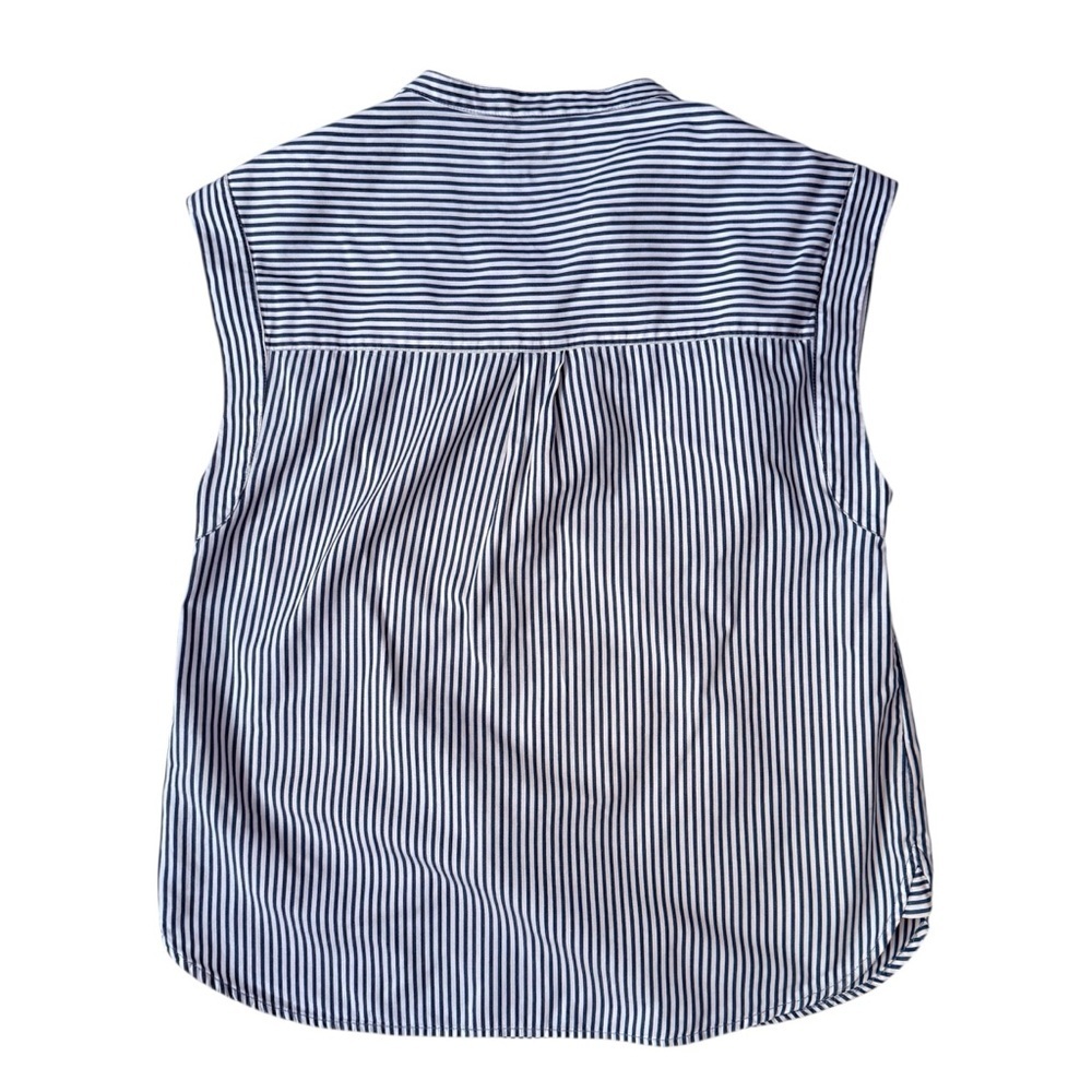 J.Crew Striped Cotton Popover Top Blue White MP Petite - Picture 4 of 8